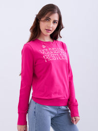 Women Sweatshirt Pink Relaxed Fit