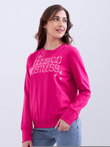 Women Sweatshirt Pink Relaxed Fit