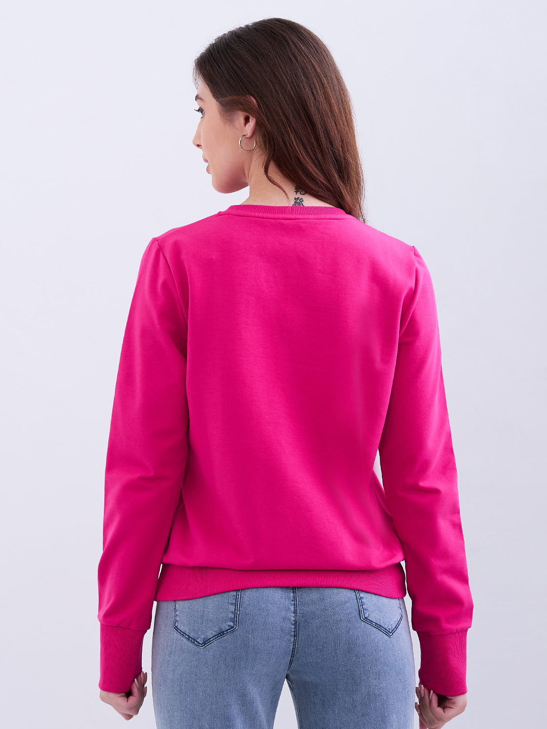Spykar Luminous Pink Relaxed Fit Casual Sweatshirts For Women