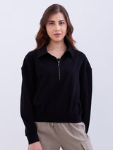 Women Sweatshirt Black Relaxed Fit