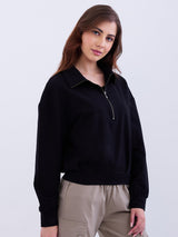 Women Sweatshirt Black Relaxed Fit