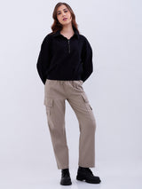 Women Sweatshirt Black Relaxed Fit