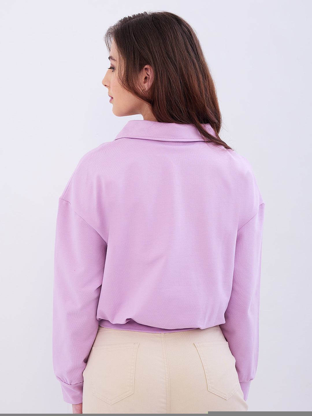 Women Sweatshirt Purple Relaxed Fit
