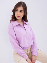 Women Sweatshirt Purple Relaxed Fit