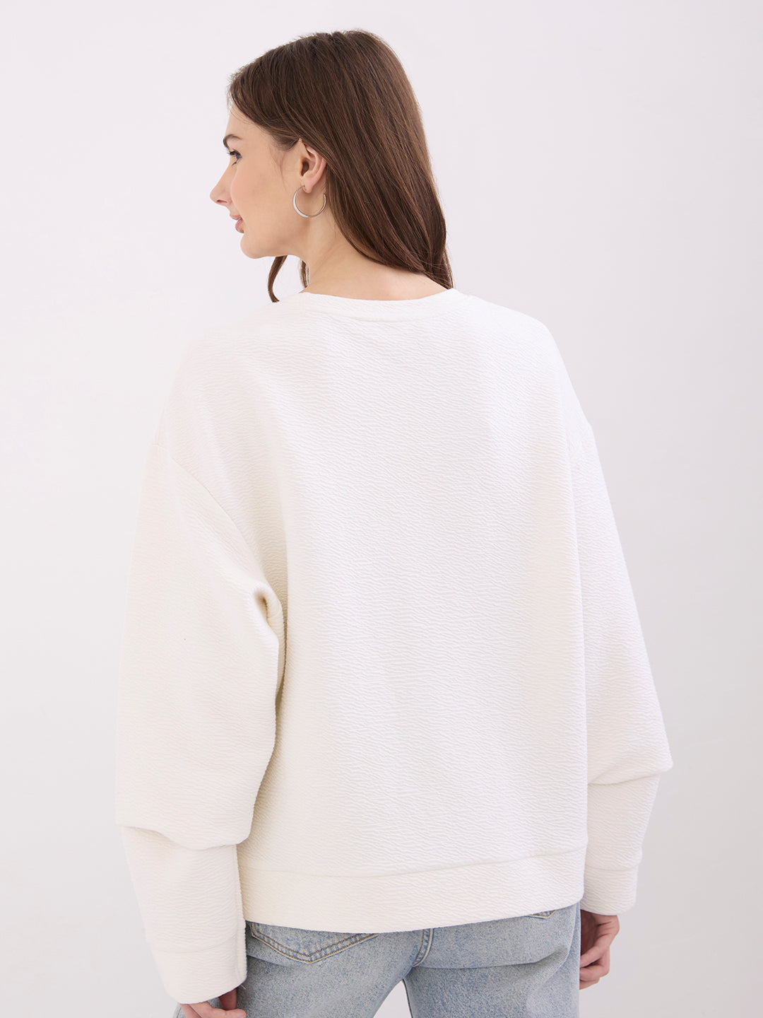 Spykar New Off White Relaxed Fit Casual Sweatshirts For Women