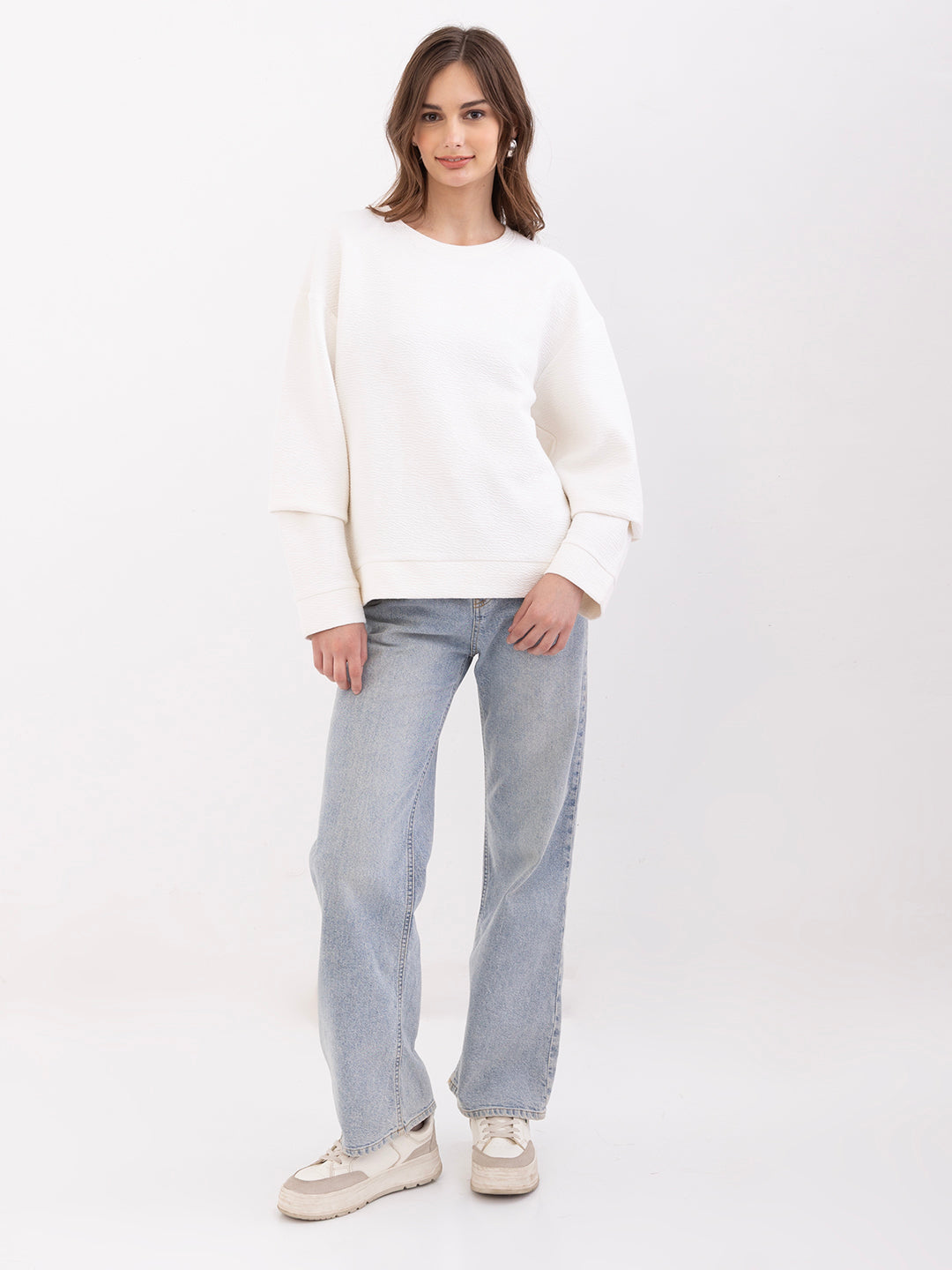 Spykar New Off White Relaxed Fit Casual Sweatshirts For Women