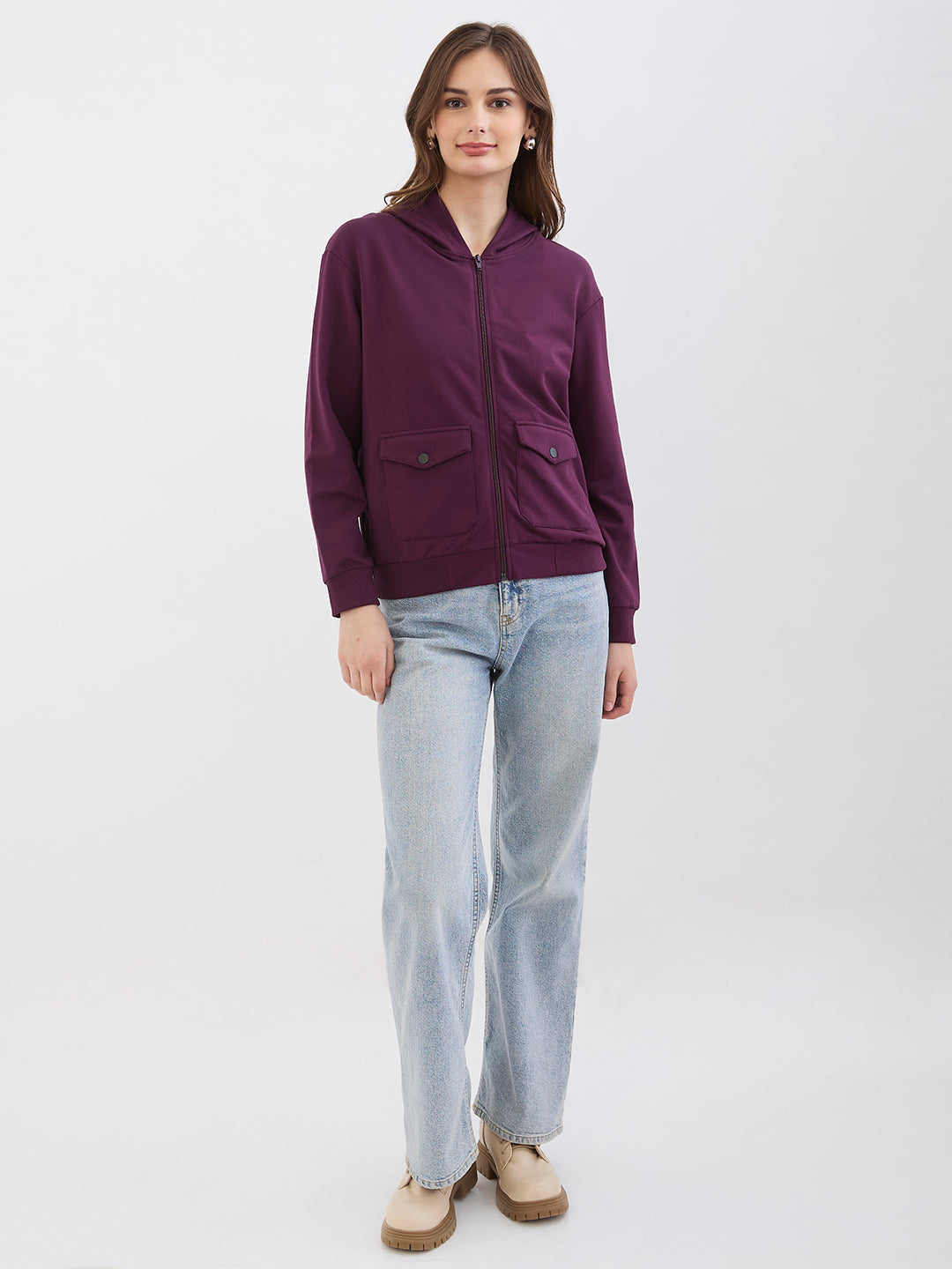 Spykar Cherry Lacquer Regular Fit Casual Sweatshirts For Women