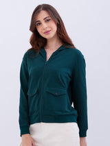 Women Sweatshirt Green Regular Fit