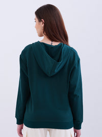 Women Sweatshirt Green Regular Fit