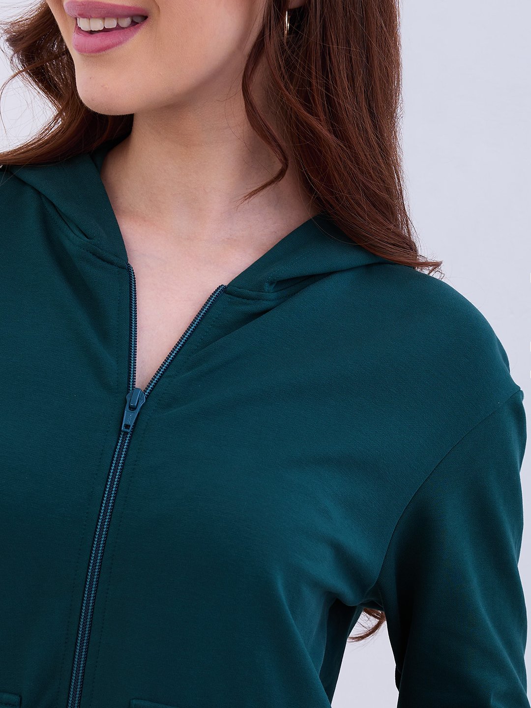 Women Sweatshirt Green Regular Fit