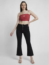 Women Elissa Jeans Boot Cut Fit Black High Rise