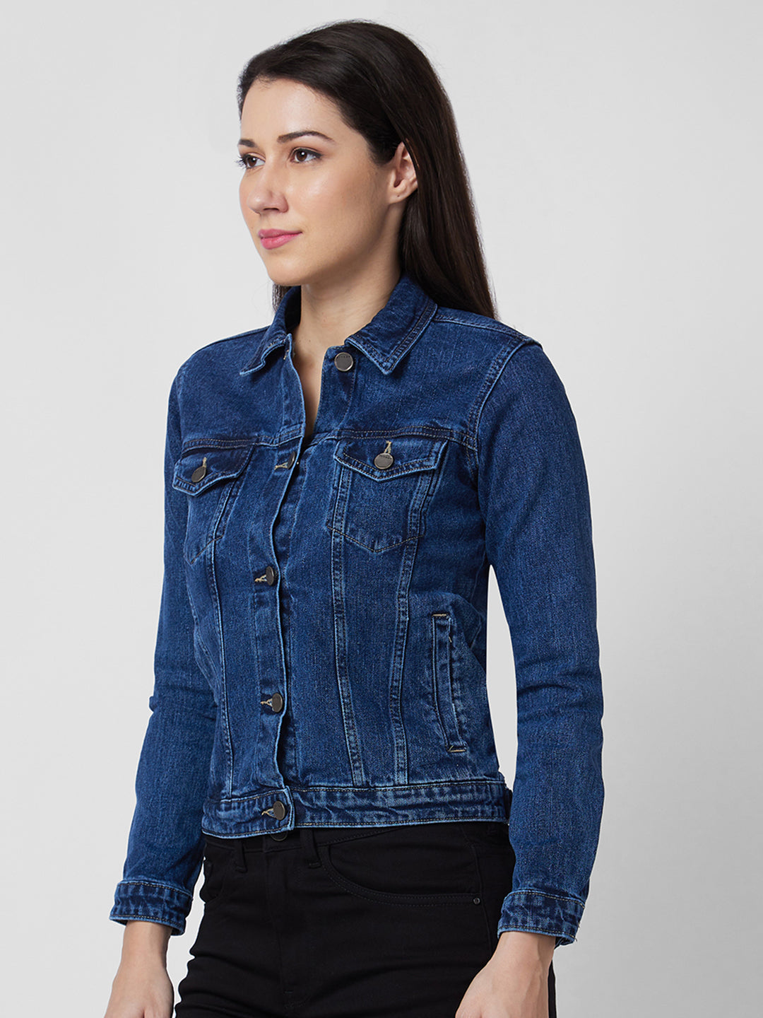 Spykar Women Washed Cotton Crop Denim Jacket