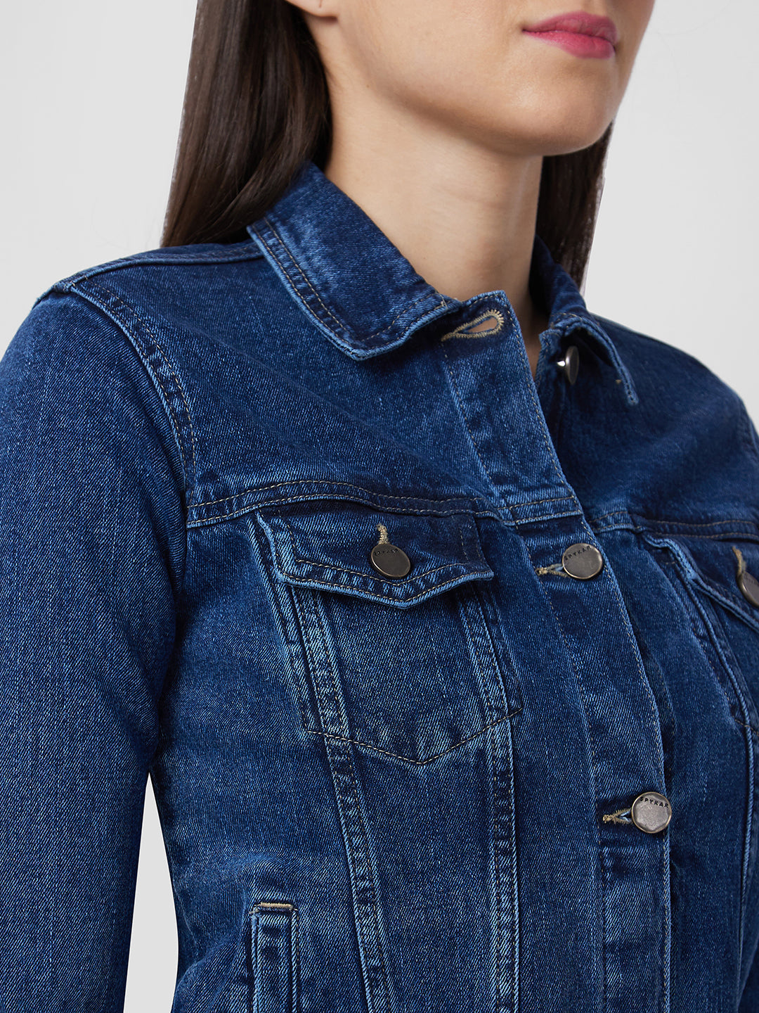 Spykar Women Washed Cotton Crop Denim Jacket