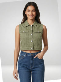 Women Jacket Solid Green Straight Fit