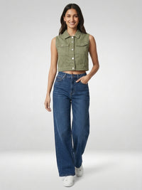 Women Jacket Solid Green Straight Fit