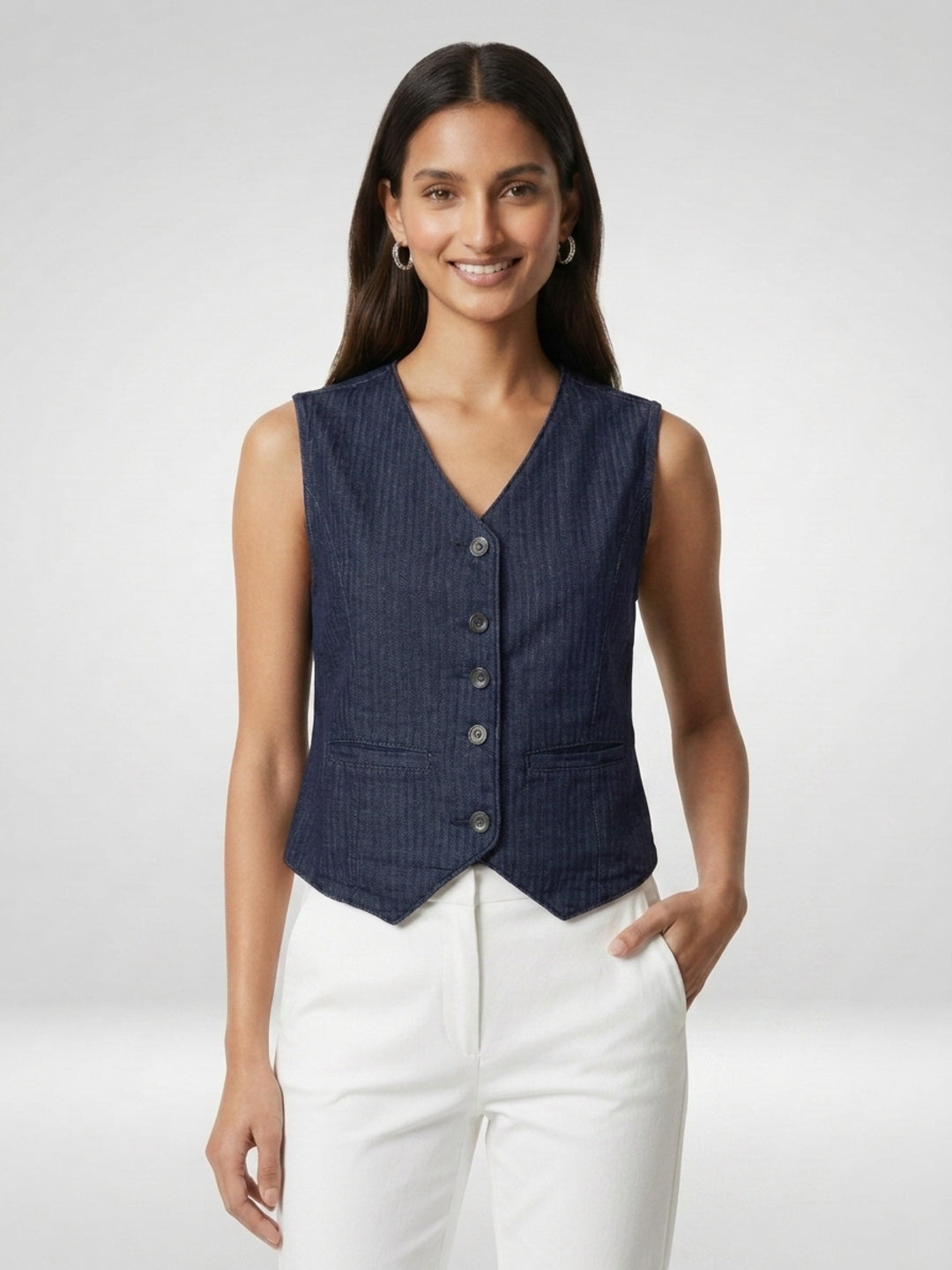 Women Jacket Solid Blue Straight Fit