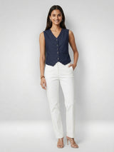 Women Jacket Solid Blue Straight Fit