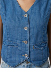 Women Jacket Denim Blue Regular Fit