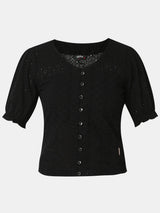 Women Top Solid Black Regular Fit
