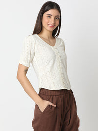 Women Top Solid White Regular Fit