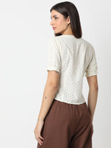 Women Top Solid White Regular Fit