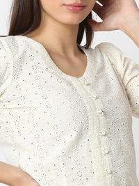 Women Top Solid White Regular Fit
