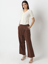 Women Top Solid White Regular Fit