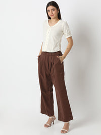 Women Top Solid White Regular Fit