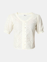 Women Top Solid White Regular Fit