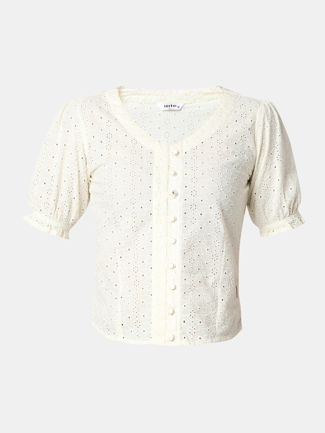 Women Top Solid White Regular Fit