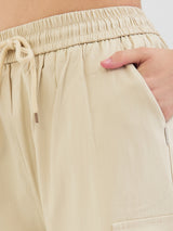 Women Trouser Straight Fit Ecru High Rise