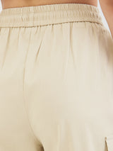 Women Trouser Straight Fit Ecru High Rise