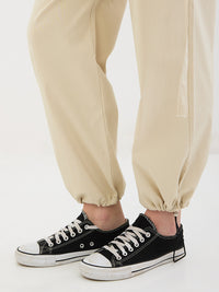 Women Trouser Straight Fit Ecru High Rise