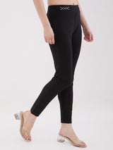 Women Trouser Straight Fit Black High Rise