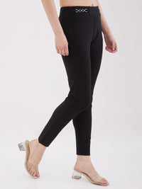 Women Trouser Straight Fit Black High Rise