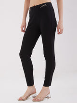Women Trouser Straight Fit Black High Rise
