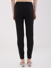 Women Trouser Straight Fit Black High Rise