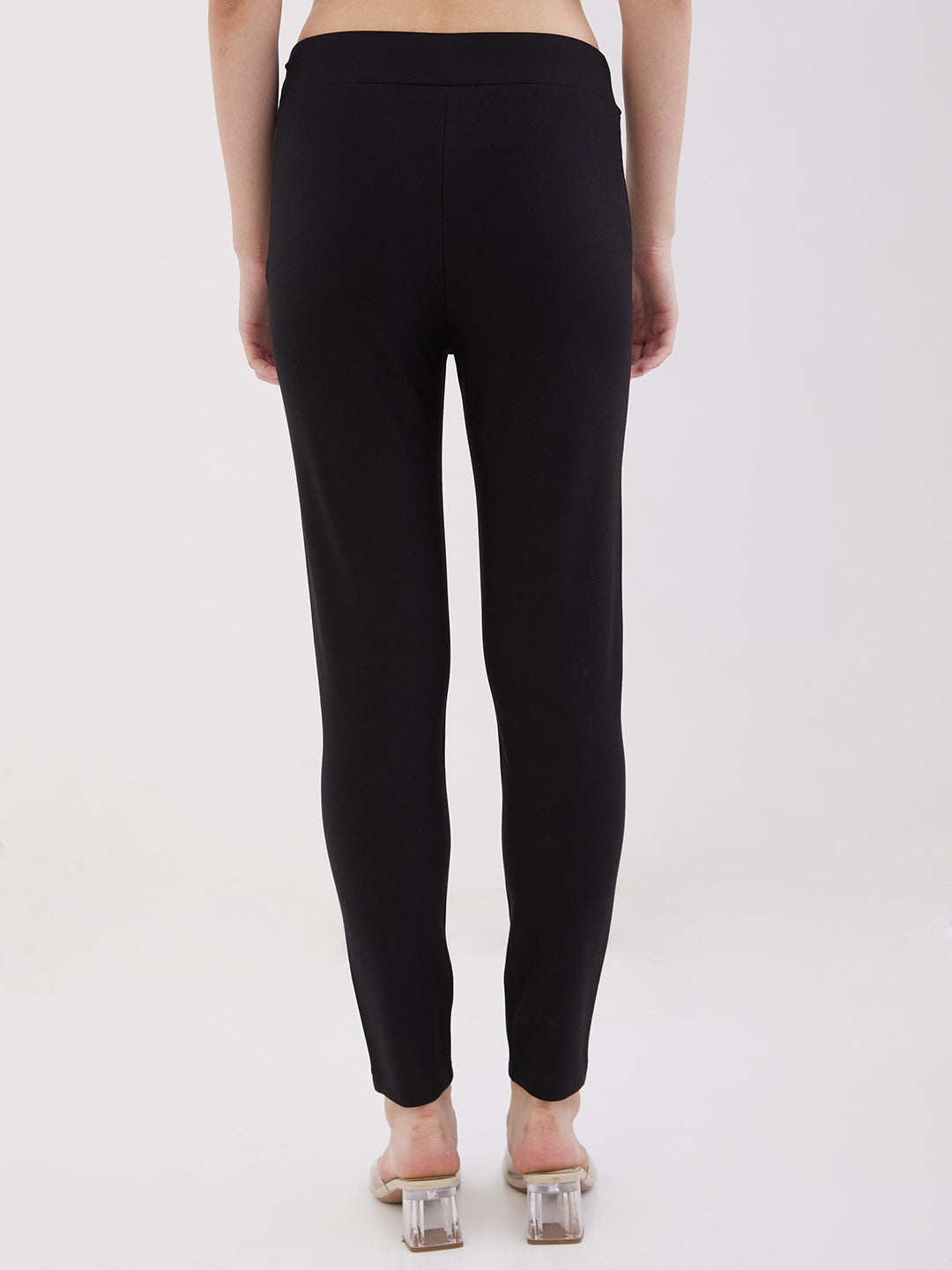 Women Trouser Straight Fit Black High Rise