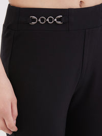 Women Trouser Straight Fit Black High Rise