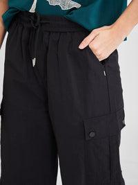 Women Cargo Baggy Fit Black