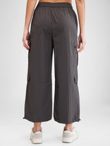 Women Trouser Baggy Fit Grey Mid Rise