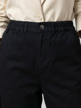 Women Trouser Straight Fit Black High Rise