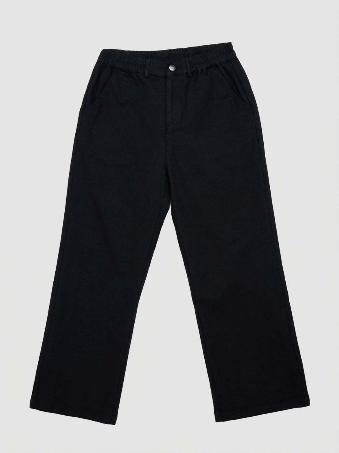 Women Trouser Straight Fit Black High Rise