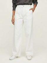 Women Trouser Straight Fit White High Rise