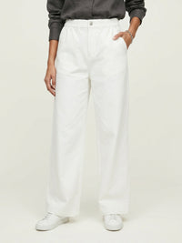 Women Trouser Straight Fit White High Rise