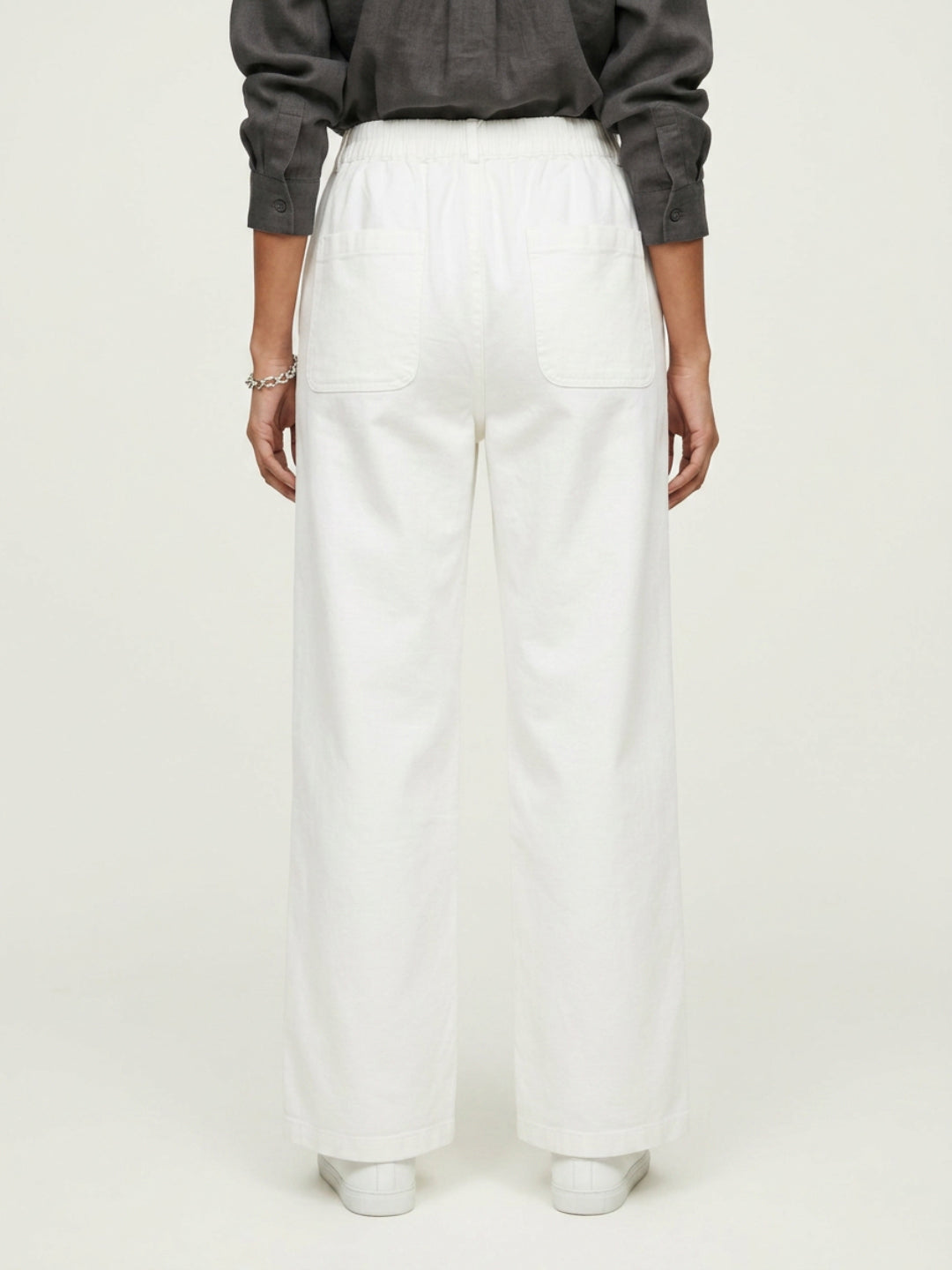 Women Trouser Straight Fit White High Rise