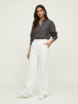 Women Trouser Straight Fit White High Rise