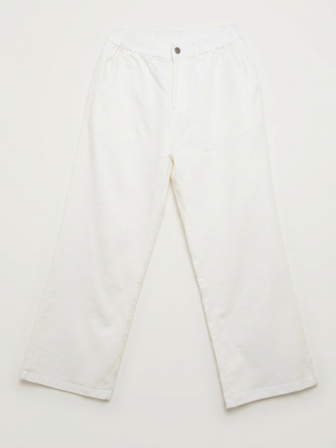 Women Trouser Straight Fit White High Rise