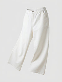 Women Trouser Straight Fit White High Rise