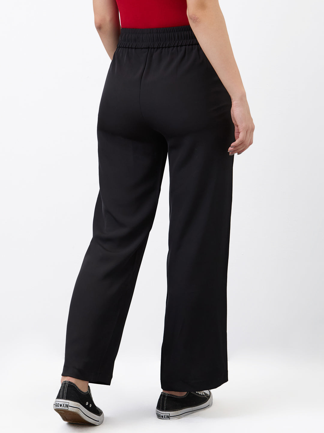 Spykar Black Straight Fit Trouser For Women